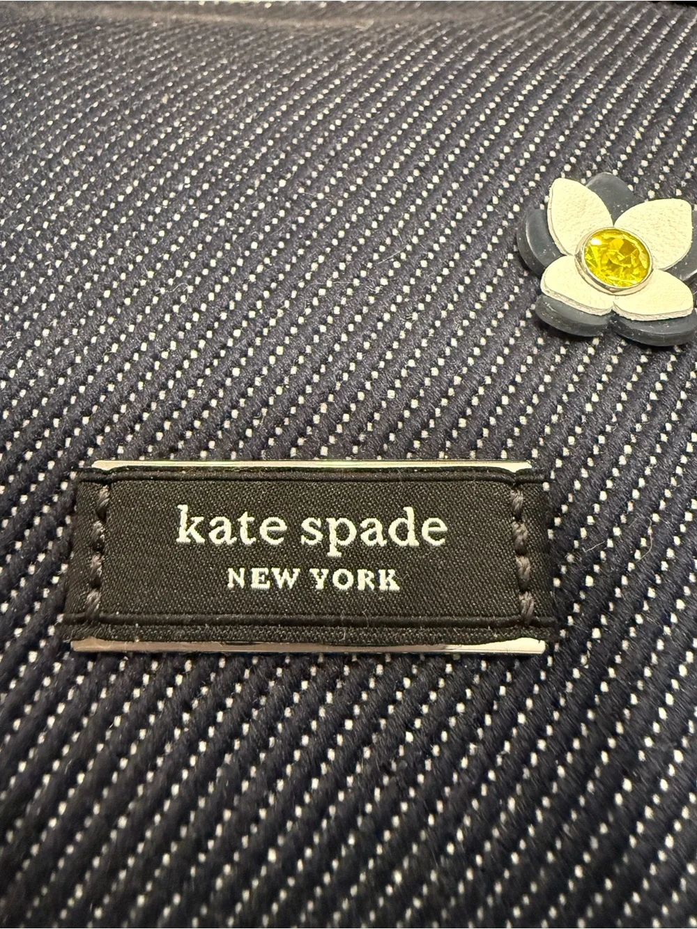 Kate Spade Sam Icon Floral Embellished Denim Shoulder Bag